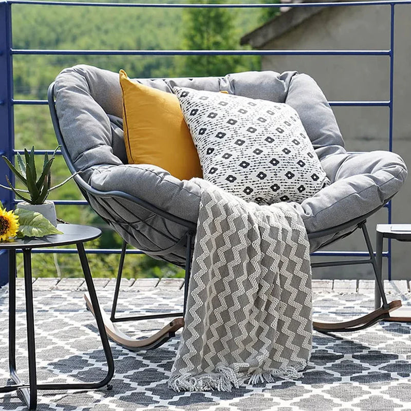 ROYAL Set mobilier terasă/grădină, 2 balansoare și măsuță cafea