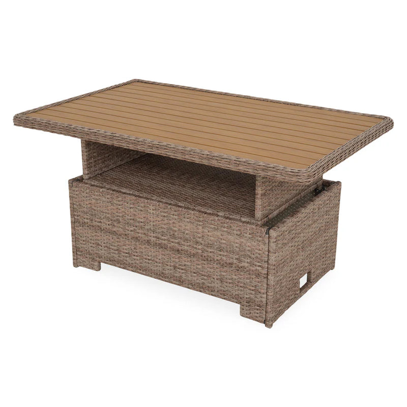 NORWICH Set mobilier terasă/grădină, 2 fotolii, canapea și măsuță reglabilă