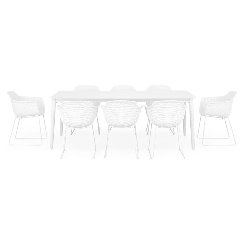 LILAC Set mobilier terasă/grădină, 4 scaune alb