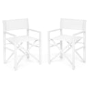 DIRECTOR Set mobilier terasă/grădină, 2 scaune pliabile alb