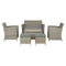 MEGARA Set mobilier terasă/grădină, 2 fotolii, canapea 2 locuri, 2 taburete și măsuță