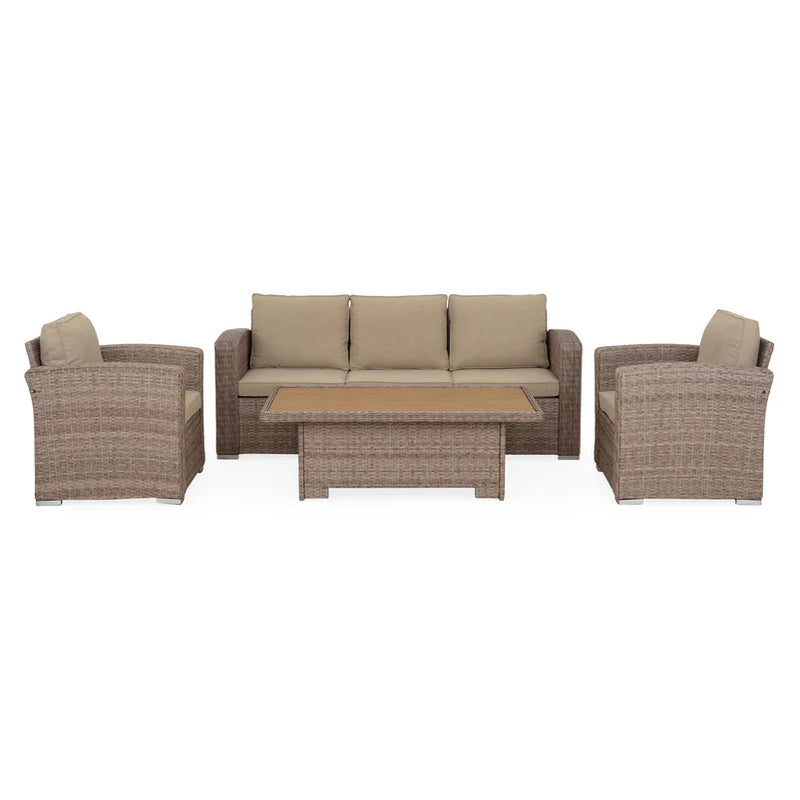 NORWICH Set mobilier terasă/grădină, 2 fotolii, canapea și măsuță reglabilă
