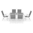 ENCORE/MALITO Set mobilier gradina/terasa, 6 scaune cu spatar reglabil și masă extensibilă