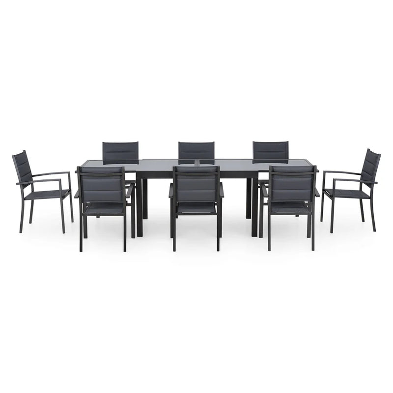 LUCCA Set mobilier terasă/grădină, 8 scaune și masă extensibilă