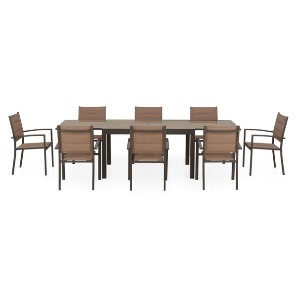 LUCCA Set mobilier terasă/grădină, 8 scaune și masă extensibilă
