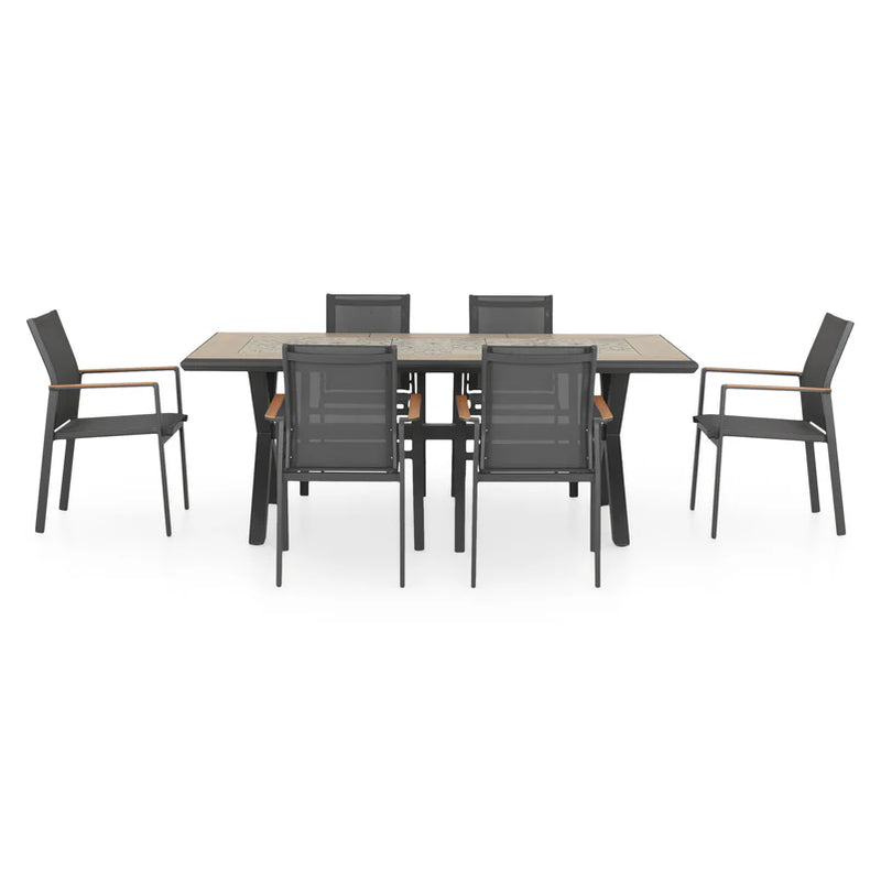 PAFOS Set mobilier terasă/grădină, masă și 6 scaune
