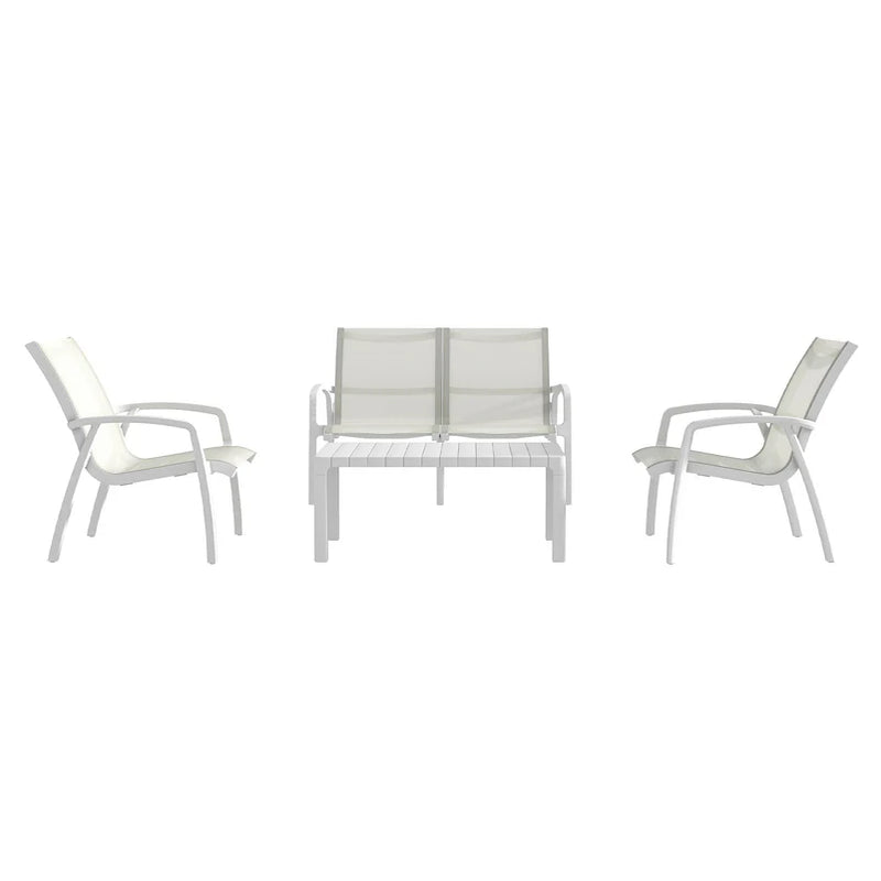 MARTA Set mobilier terasă/grădină, 2 fotolii, canapea și măsuță alb