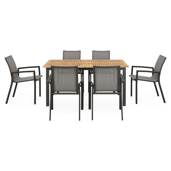 MARCUS/SILVIE Set mobilier terasă/grădină, 6 scaune și masă extensibilă
