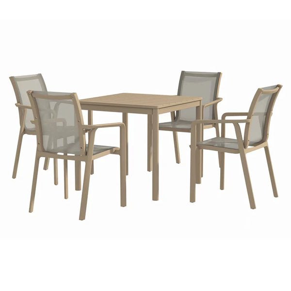 MARTA Set mobilier terasă/grădină, 4 scaune și masă sampanie