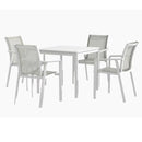 MARTA Set mobilier terasă/grădină, 4 scaune și masă alb