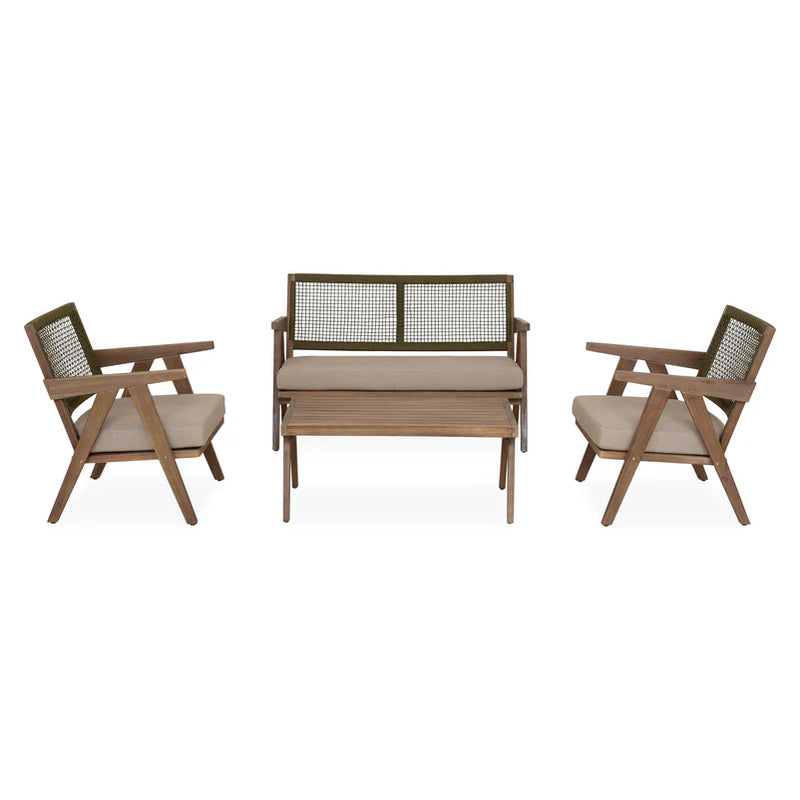 PERTH Set mobilier terasă/grădină, 2 fotolii, canapea și măsuță cafea