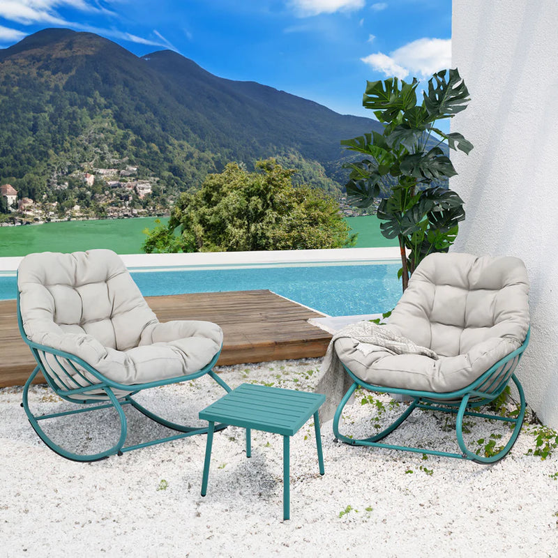 ALICANTE Set mobilier terasă/grădină, 2 fotolii balansoar și măsuță