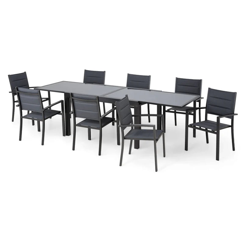 LUCCA Set mobilier terasă/grădină, 8 scaune și masă extensibilă