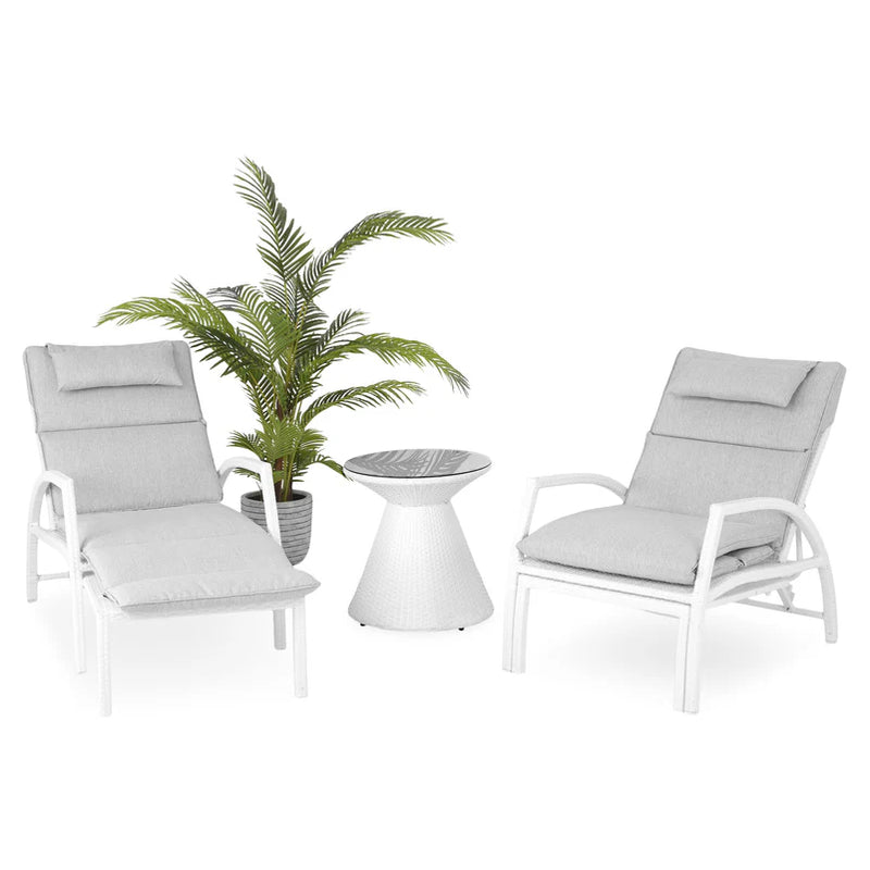 SALIMA Set mobilier gradină/terasă, 2 sezlonguri și măsuță