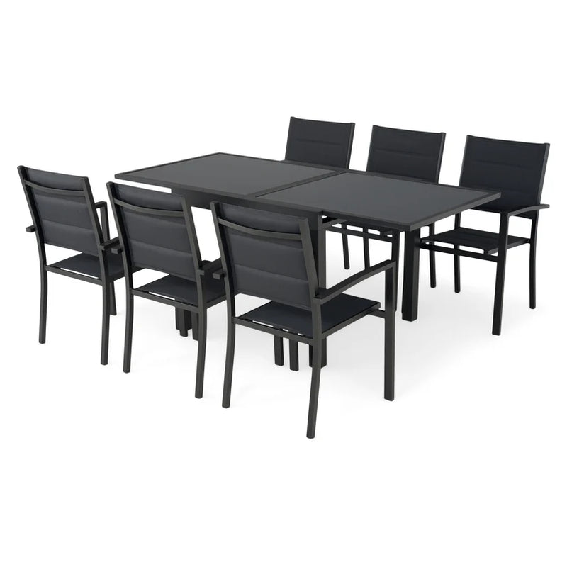 LUCCA Set mobilier terasă/grădină, 6 scaune și masă extensibilă