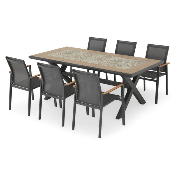 PAFOS Set mobilier terasă/grădină, masă și 6 scaune
