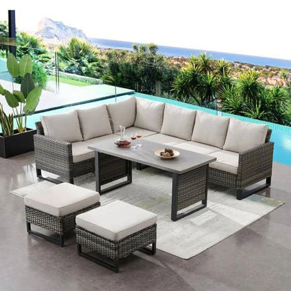 STOKE Set mobilier terasă/grădină, 2 taburete, 2 canapele și măsuță