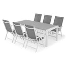 ENCORE/MALITO Set mobilier gradina/terasa, 6 scaune cu spatar reglabil și masă extensibilă