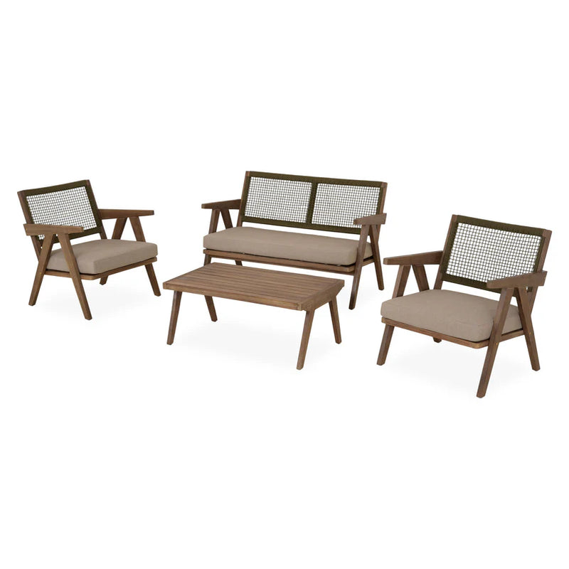 PERTH Set mobilier terasă/grădină, 2 fotolii, canapea și măsuță cafea