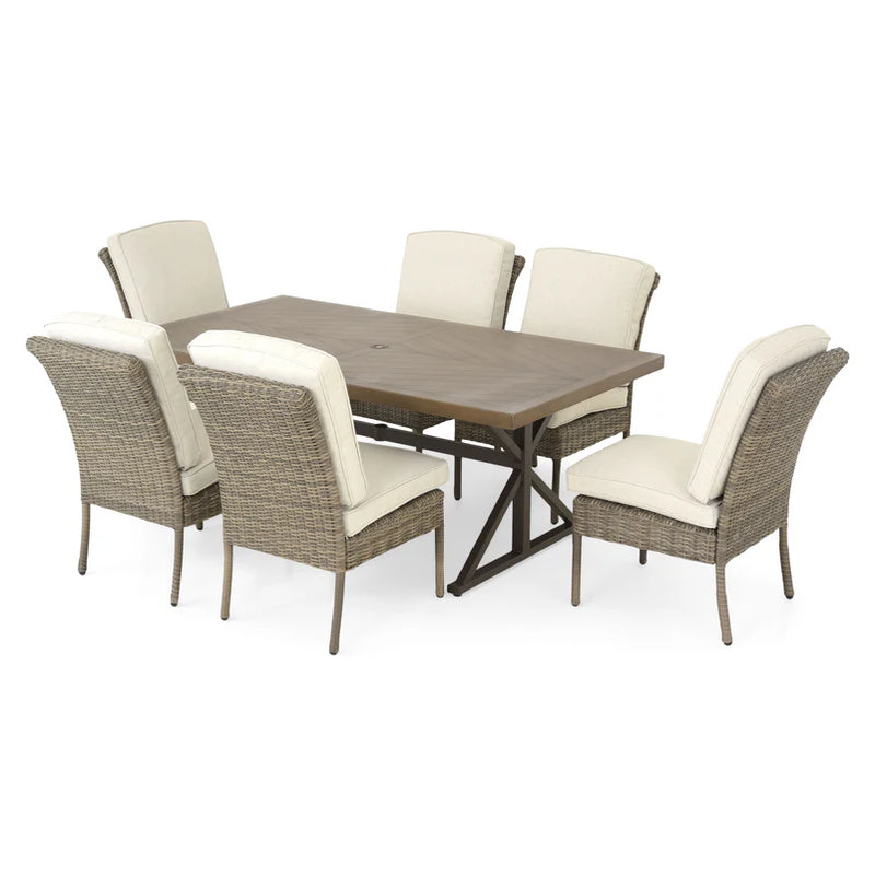 CHASEWOOD Set mobilier terasă/grădină, 6 scaune și masă
