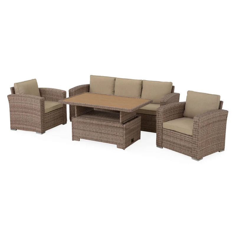 NORWICH Set mobilier terasă/grădină, 2 fotolii, canapea și măsuță reglabilă