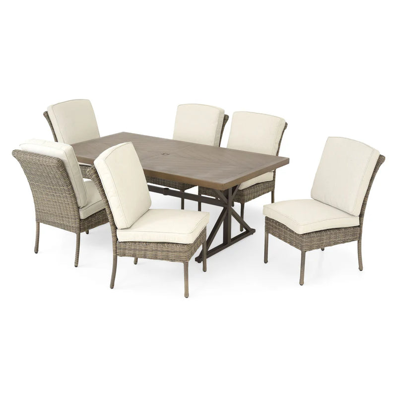 CHASEWOOD Set mobilier terasă/grădină, 6 scaune și masă