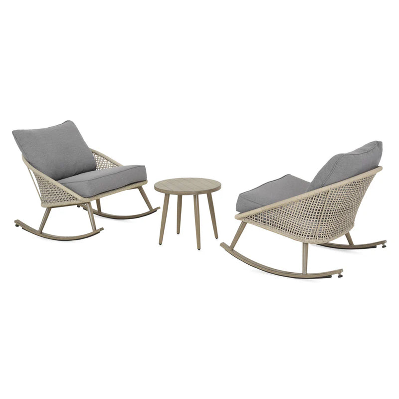 AVERY CREEK Set mobilier terasă/grădină, 2 balansoare și măsuță