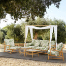 WARSAW Set mobilier terasă/grădină, 2 fotolii, canapea cu baldachin și 2 măsuțe