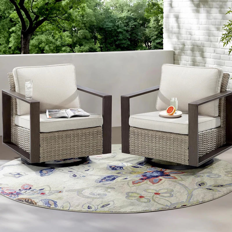 LONDON Set mobilier terasă/grădină, 2 fotolii rotative și masă