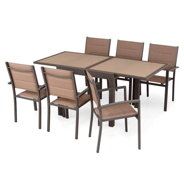 LUCCA Set mobilier terasă/grădină, 6 scaune și masă extensibilă
