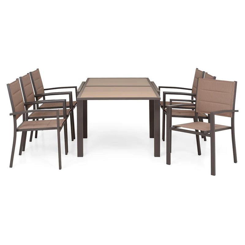 LUCCA Set mobilier terasă/grădină, 6 scaune și masă extensibilă