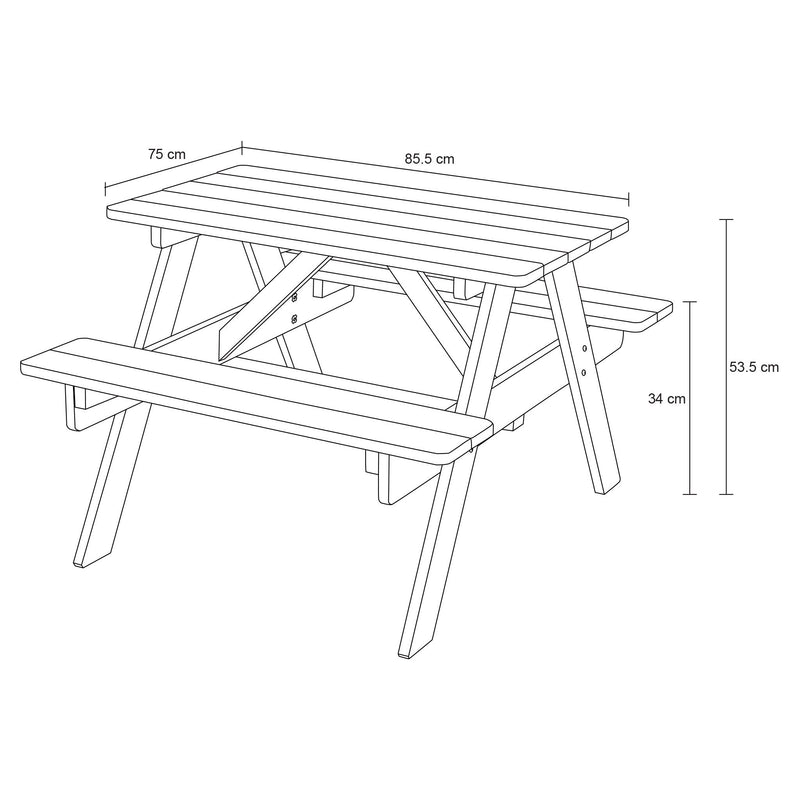 KIDS PICNIC Set mobilier terasă/grădină, masă pliabilă, 2 banchete