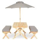 KIDS PICNIC Set mobilier terasă/grădină 2 banchete, masă și umbrelă