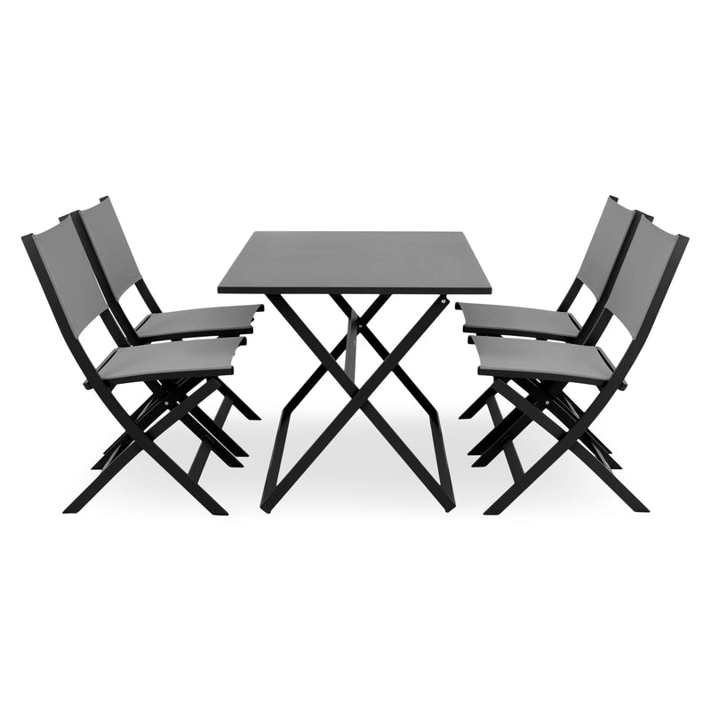BREEZE Set mobilier terasă/grădină, 4 scaune și masă negru