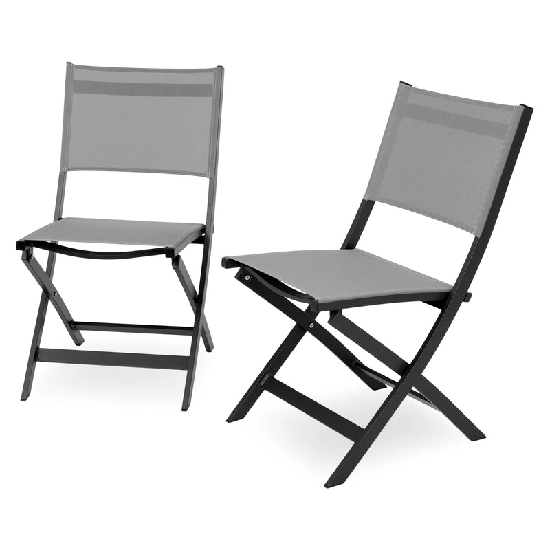 BREEZE Set mobilier terasă/grădină, 2 scaune negru