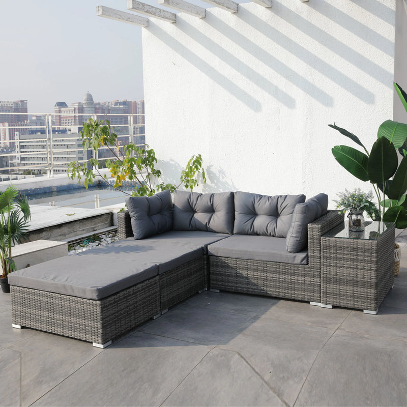 BORELLO Set mobilier terasă/grădină, colțar, taburet și măsuță